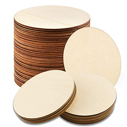 WLIANG 25 Pcs 4 Inch Wood Circles, Unfinished Wood Circles Round Disc Cutouts, 1/9 Inch Blank Round Wooden Circles for DIY Crafts, Painting, Staining, Coasters Making, Home Decorations - Image 1