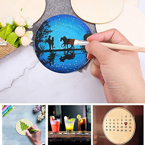 WLIANG 25 Pcs 4 Inch Wood Circles, Unfinished Wood Circles Round Disc Cutouts, 1/9 Inch Blank Round Wooden Circles for DIY Crafts, Painting, Staining, Coasters Making, Home Decorations - Image 3