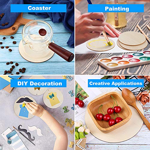 WLIANG 25 Pcs 4 Inch Wood Circles, Unfinished Wood Circles Round Disc Cutouts, 1/9 Inch Blank Round Wooden Circles for DIY Crafts, Painting, Staining, Coasters Making, Home Decorations - Image 5