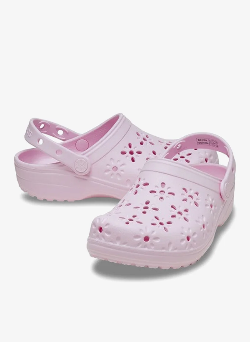 crocs Crocs Unisex Pink Milk Classic Floral Cut Out Clog