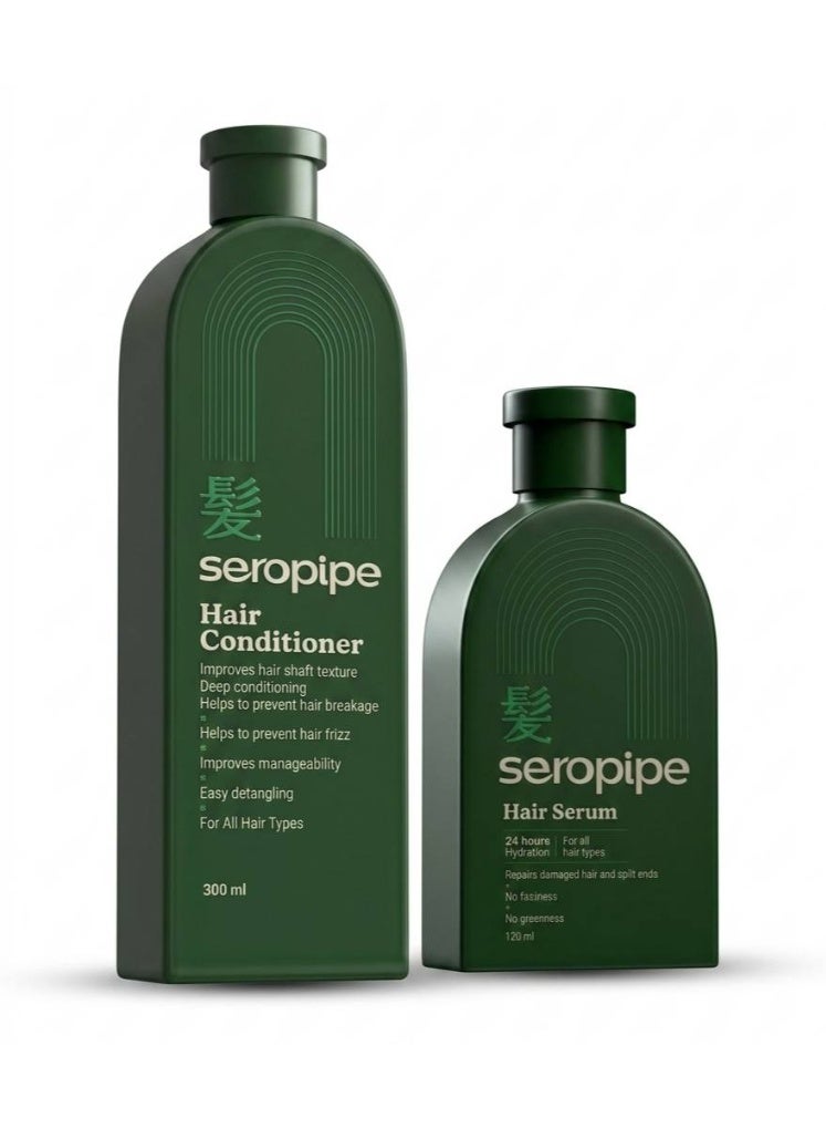 Seropipe Hair Conditione 300 ML + Seropipe Hair Serum 120 Ml (Packaging may vary) - Image 1