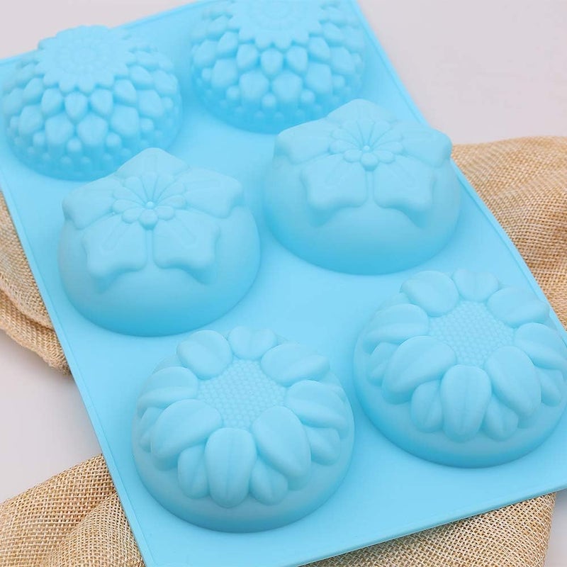 homEdge 6Cavity Silicone Flowers Shaped Mold Set of 3PCS Non Stick Silicone Mixed Sunflowers Daisy Mold for Candy Chocolate Jelly Ice Cube 3 Styles Flowers - Image 4