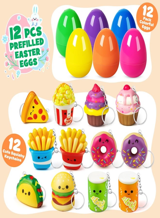 BAYSING 12 Pack Prefilled Easter Eggs with Food Squishy Toys Keychains, Easter Eggs Filled for Kids Easter Egg Hunt Easter Basket Stuffers Goodie Bag Fillers School Classroom Gifts - Image 2