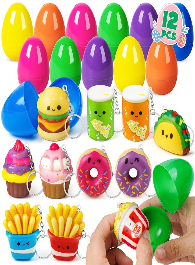 BAYSING 12 Pack Prefilled Easter Eggs with Food Squishy Toys Keychains, Easter Eggs Filled for Kids Easter Egg Hunt Easter Basket Stuffers Goodie Bag Fillers School Classroom Gifts - Image 1