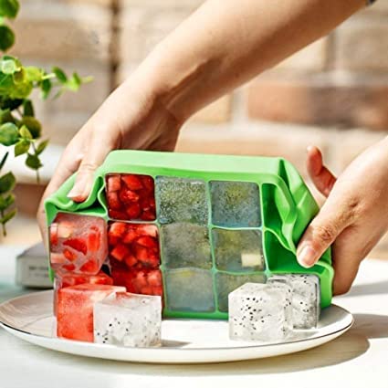 MoldBerry Silicone Ice Cube Trays 20 6 Grid Combo Flexible Small Giant Square Silicone Ice Cube Mould for Freezer Whiskey Cocktails Kitchen Accessories Pack of 2 Random Color - Image 2