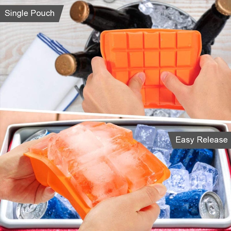 MoldBerry Silicone Ice Cube Trays 20 6 Grid Combo Flexible Small Giant Square Silicone Ice Cube Mould for Freezer Whiskey Cocktails Kitchen Accessories Pack of 2 Random Color - Image 3