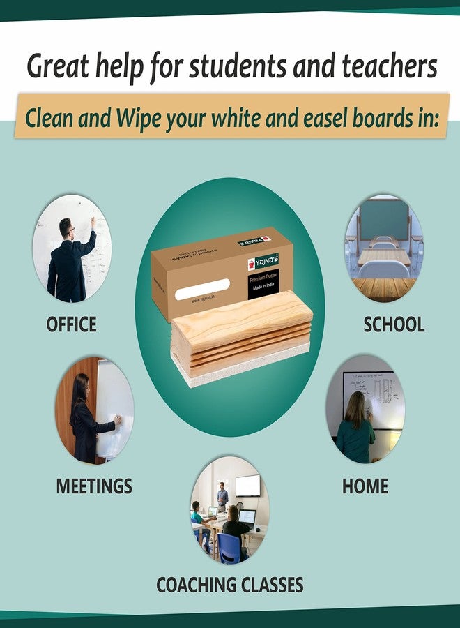 YAJNAS Premium Non Magnetic Wooden White & Black Board Duster | Black Board Wooden Duster Whiteboard Eraser for Erasing White Board Marker and Chalk Board Writing Erasing Wooden Duster - (Pack of 5) - Image 3