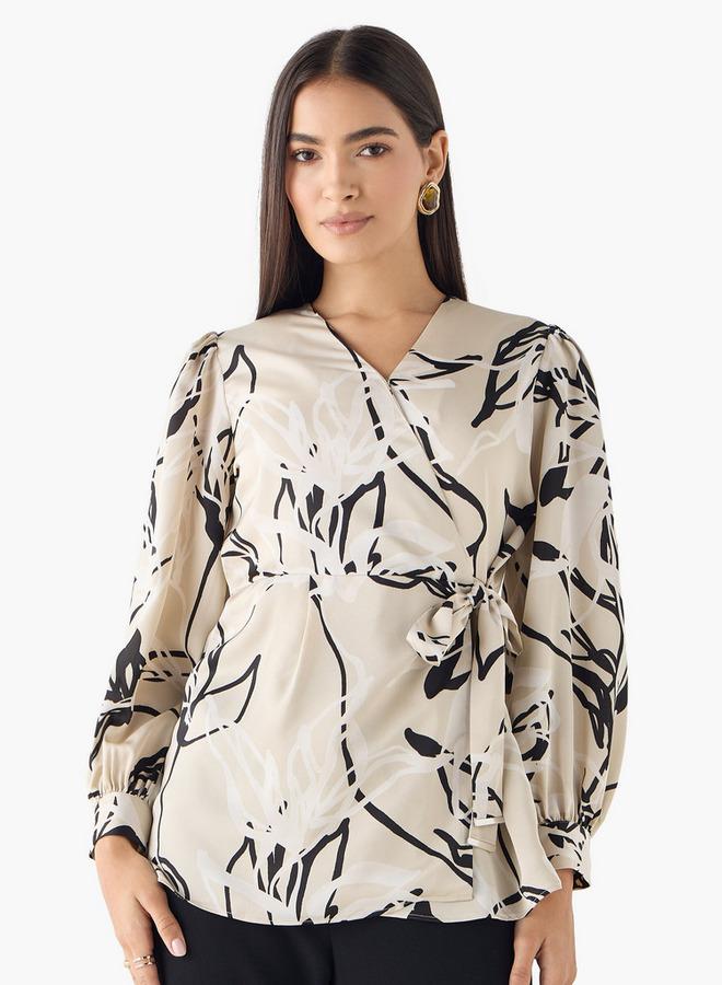 ايكونيك توب بطبعة أيقونية بحزام ربط - Image 1