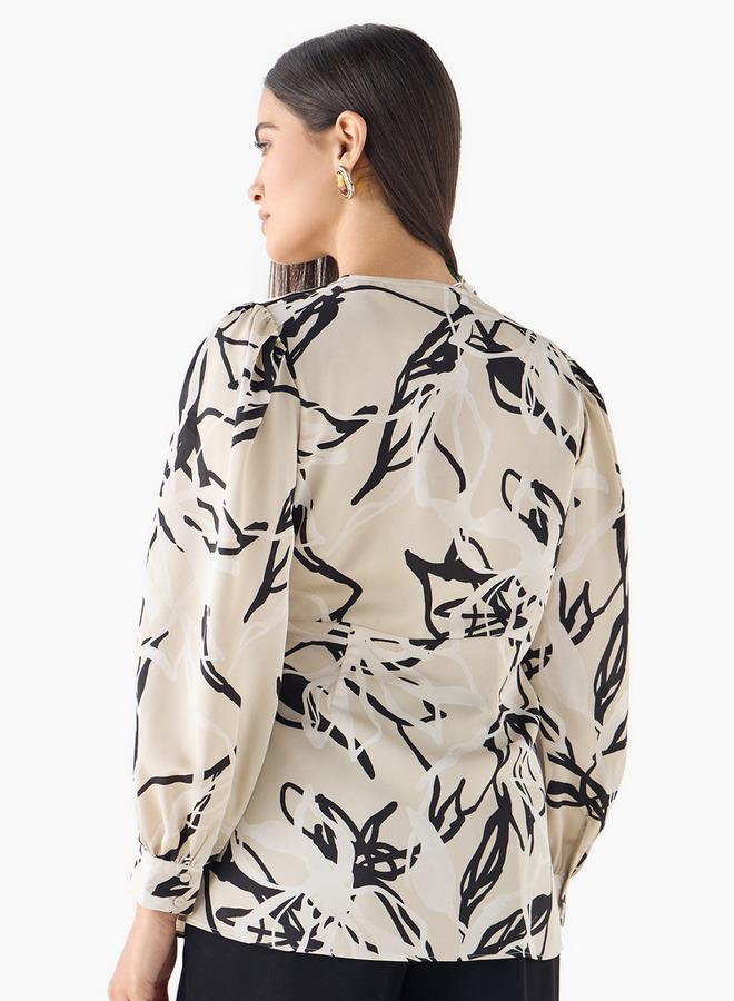 ايكونيك توب بطبعة أيقونية بحزام ربط - Image 3