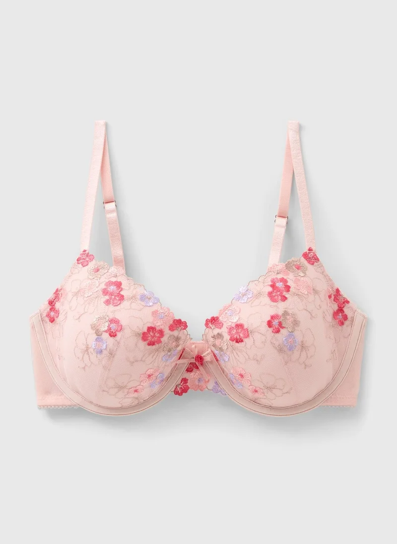 Matalan Pink Floral Embellished Bra