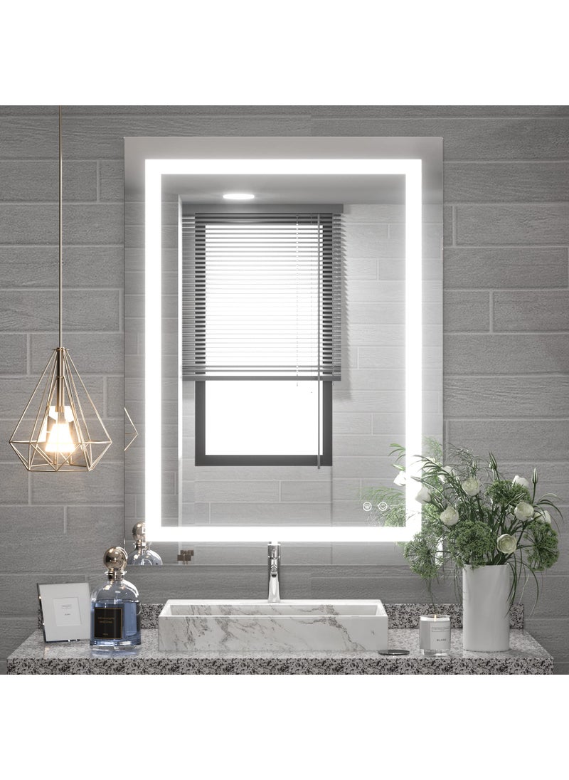 TETOTE TETOTE 24 x 32 Bathroom LED Mirror Vanity Lighted Mirror Home Decor with Dimmable Touch Button  AntiFog Function Makeup Mirror with Light Tempered Glass 