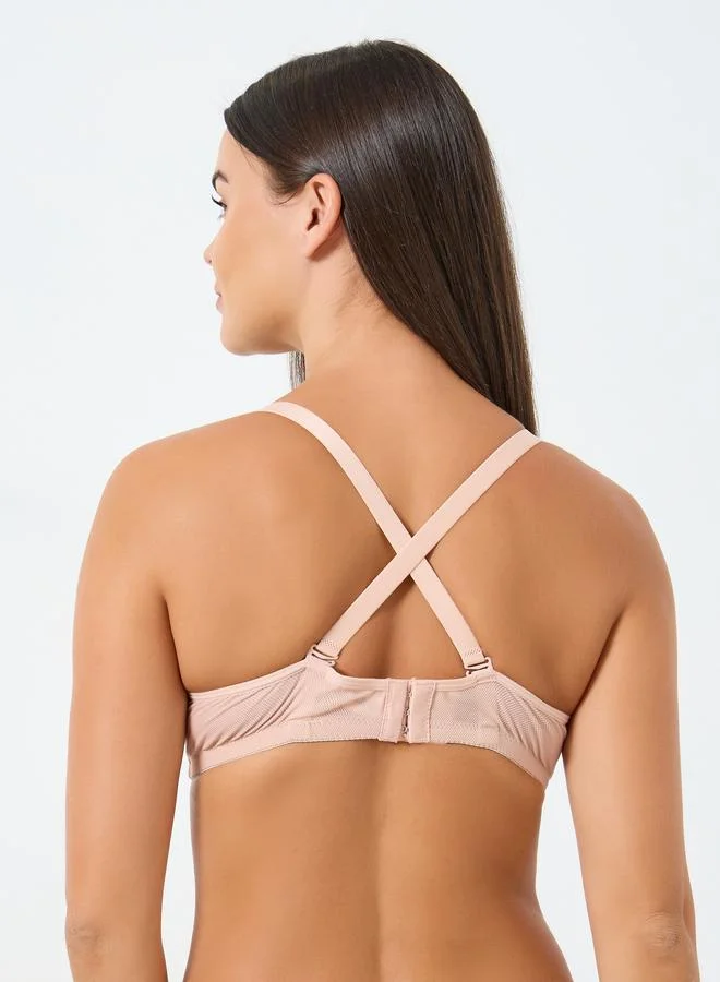 Styli Multi Pack of 2 - Padded Wired Solid Balconette Bra with Metal Trim for Women | Best Price UAE