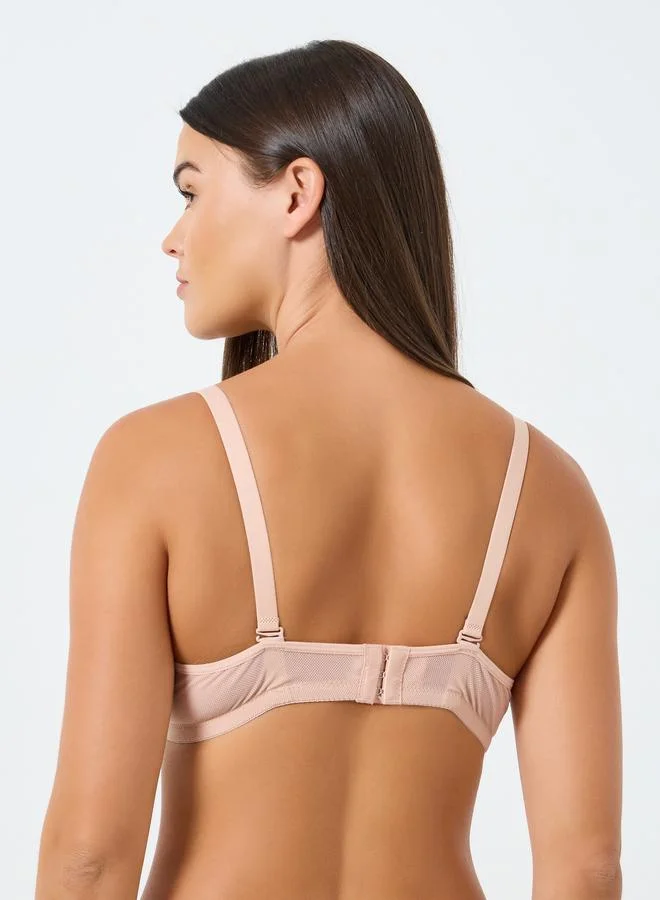 Styli Multi Pack of 2 - Padded Wired Solid Balconette Bra with Metal Trim for Women | Best Price UAE
