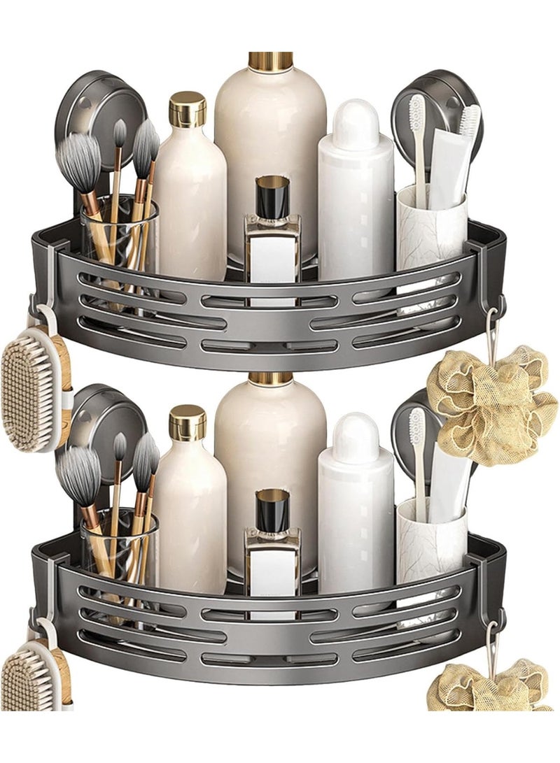 2 PCS Bathroom Shelf Stainless Steel Shower Caddy Organizer Suction Cup Rustproof Aluminum No Drilling Wall Mounted Storage Rack for Bathroom Shower Kitchen - Image 1