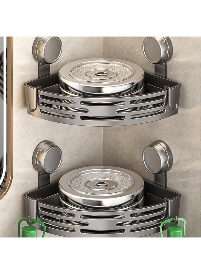 2 PCS Bathroom Shelf Stainless Steel Shower Caddy Organizer Suction Cup Rustproof Aluminum No Drilling Wall Mounted Storage Rack for Bathroom Shower Kitchen - Image 5