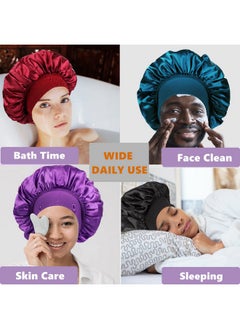 Himoswis 3 Pcs Satin Bonnets For Black Women,Hair Bonnet For Sleeping,Satin Bonnet For Curly Hair,Bonnet For Men,Bonnets Pack A  - Image 2