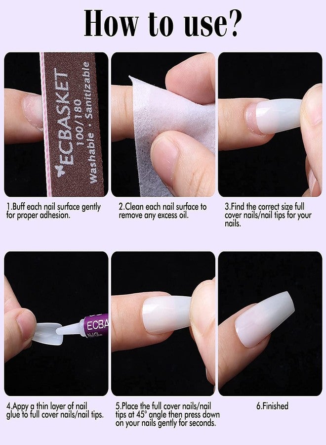 Scheibe 500 Pcs French Long Acrylic False Artificial Natural Colour Nail Art Tips - Image 3
