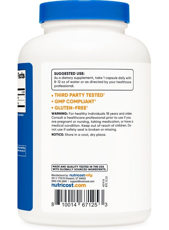 Nutricost مركب L-أرجينين L-سيترولين 750 ملغ، 240 كبسولة - غير معدلة وراثيًا - Image 4
