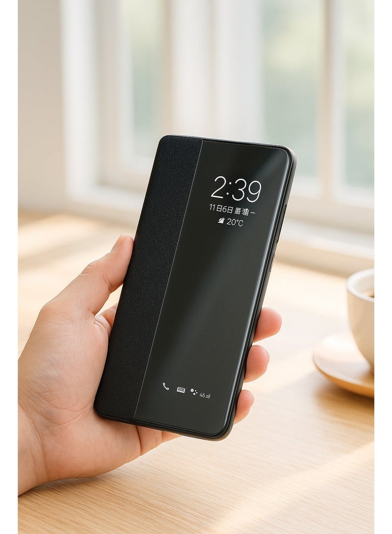 Smart Flip Cover Full Protection Case – Elegant & Stylish Design for Oppo Reno 14 – Black - Image 1