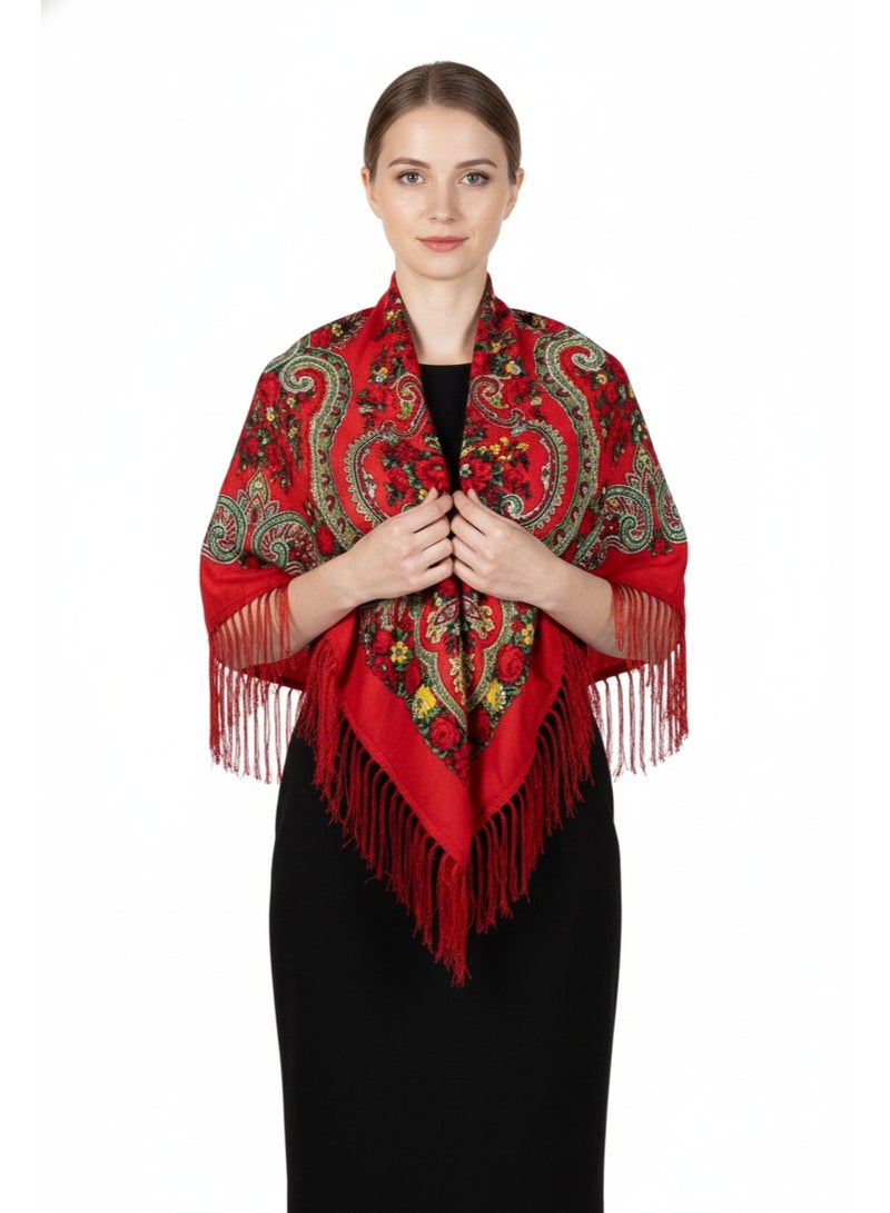 D'Daniela Liliya Women's Eastern European Cotton Tassel Shawl - Image 1