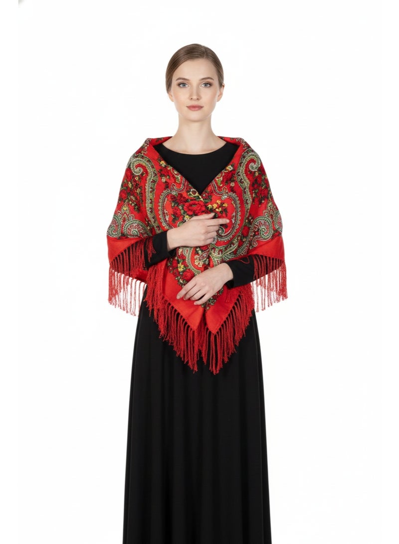 D'Daniela Liliya Women's Eastern European Cotton Tassel Shawl - Image 2