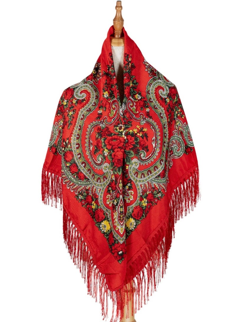 D'Daniela Liliya Women's Eastern European Cotton Tassel Shawl - Image 4