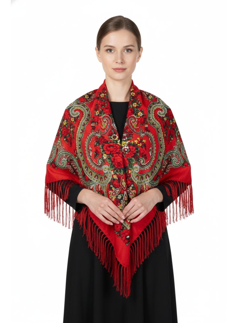 D'Daniela Liliya Women's Eastern European Cotton Tassel Shawl - Image 3