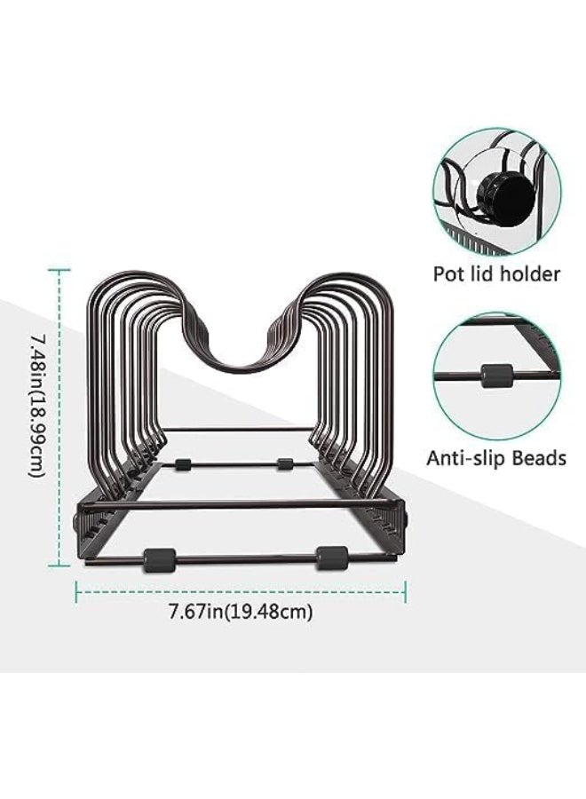 CAZADORA Ultimate Adjustable Pan Holder Cabinet Organizer for Kitchen Storage and Space Saving, Heavy Duty Stainless Steel  Pan Rack with 10 Adjustable Dividers, Linear Pot and Pan Organizer for Cabinets, Countertops and Drawers, Cookware Storage Solution for Pots, Frying Pans, Sauce Pans, Lids and Bakeware, Expandable Design for Efficient Cabinet Utilization, Black Durable Metal Organizer for Home Kitchens, Apartments and Professional Cooking Spaces, Easy Assembly Tool-Free Setup, Strong Load Bearing Structure for Daily Use, Practical Kitchen Organization System for Modern Homes in Saudi Arabia - Image 2