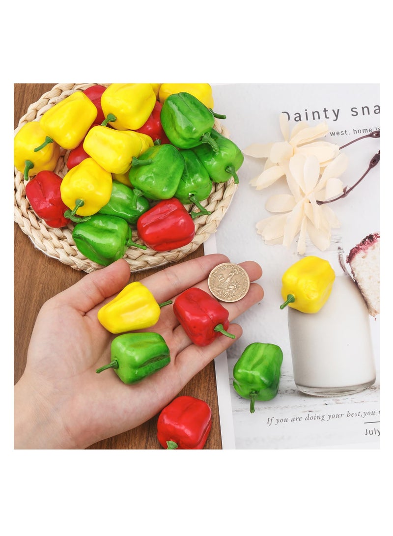 SYOSI 60Pcs Foam Fruit Artificial Bell Pepper, Simulation Realistic Lifelike Models Artificial Vegetables, for Party Autumn Supplies Farmhouse Restaurant Photography Props, Mixed Color (3 Colors) - Image 2