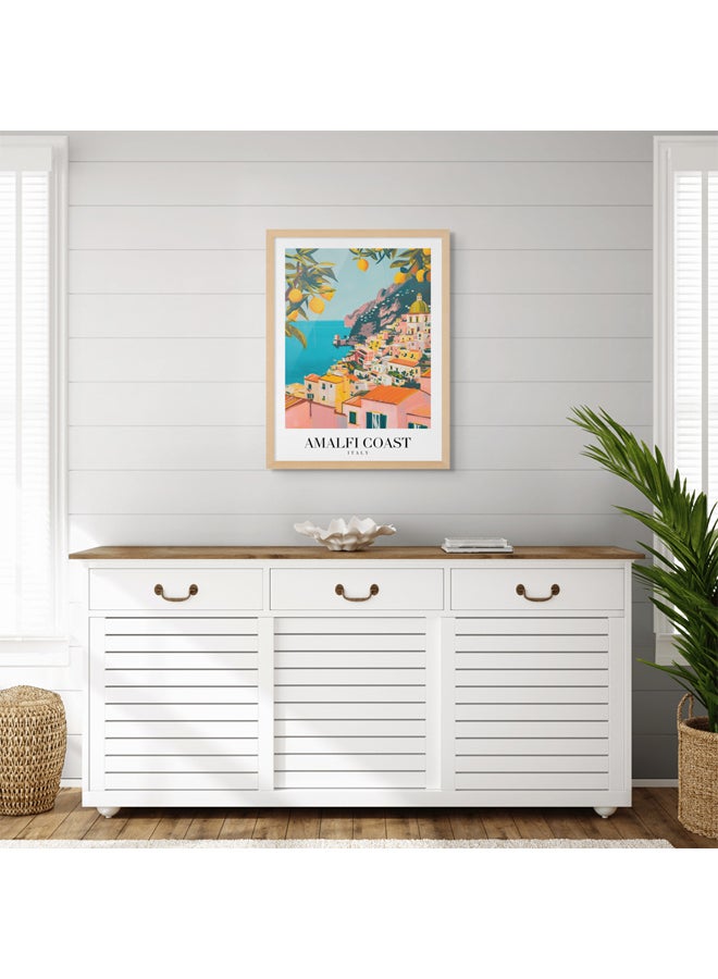 Art Decor Art Decor Framed Fine Art Portrait Print of Amalfi Coast Travel Italy Coastal Scenic Mediterranean Landscape European Poster Wall Décor for Home Living Room Bedroom Office Hotels  - Image 2