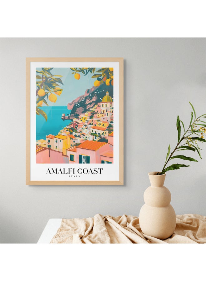 Art Decor Art Decor Framed Fine Art Portrait Print of Amalfi Coast Travel Italy Coastal Scenic Mediterranean Landscape European Poster Wall Décor for Home Living Room Bedroom Office Hotels  - Image 3