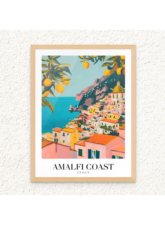 Art Decor Art Decor Framed Fine Art Portrait Print of Amalfi Coast Travel Italy Coastal Scenic Mediterranean Landscape European Poster Wall Décor for Home Living Room Bedroom Office Hotels  - Image 1