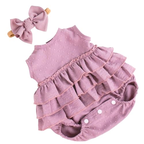 Aori Lifelike Baby Dolls Clothes 20 Inch Purple Dress Clothing Set for 17-20 in Realistic Newborn Doll Girls - Image 1