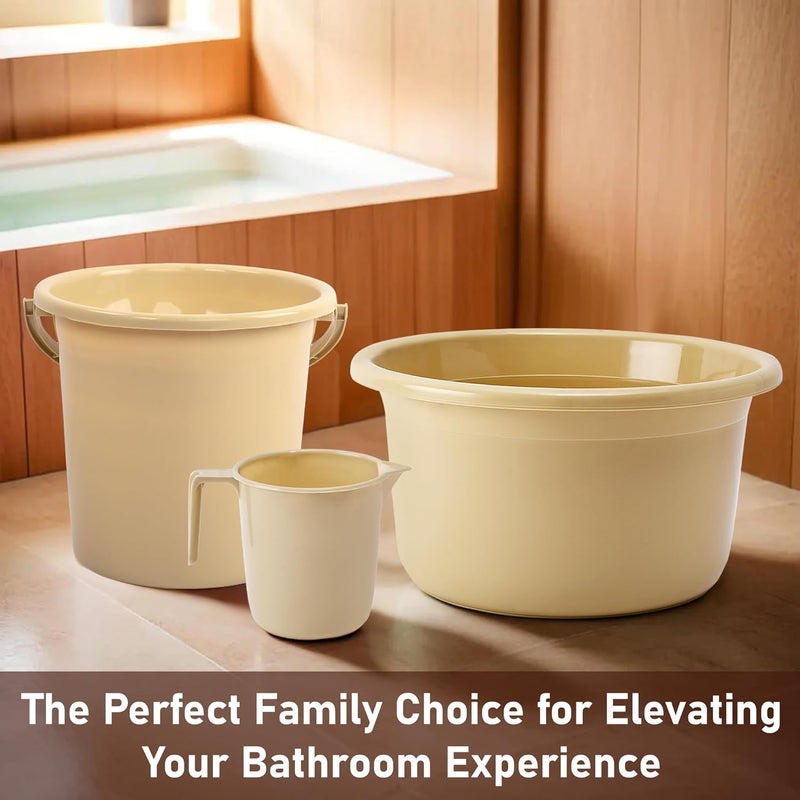Urbane Home Urbane Home Set of 6 Bathroom Combo Set Bathing Set Bathware Set Bathroom Accessories Set 2 Piece Tub2 Piece Bucket 2 Piece Mug Combo Set for Bathroom Beige  - Image 2