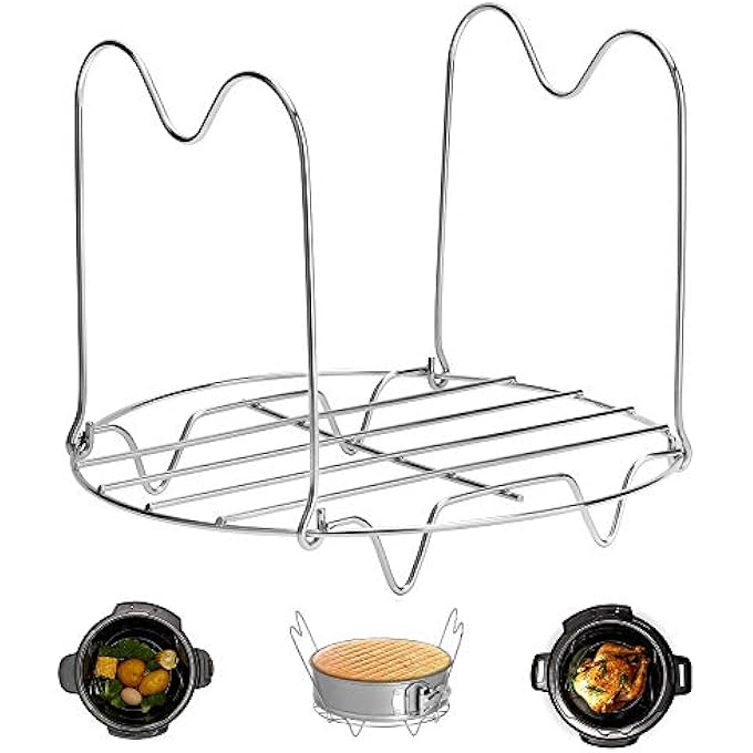 Createy Steamer Rack Trivet With Handles Compatible With Instant Pot Accessories 57L 57L Pressure Cooker Trivet Wire Steam Rack Great For Lifting Out Whatever Delicious Meats  Veggies You Cook - Image 1