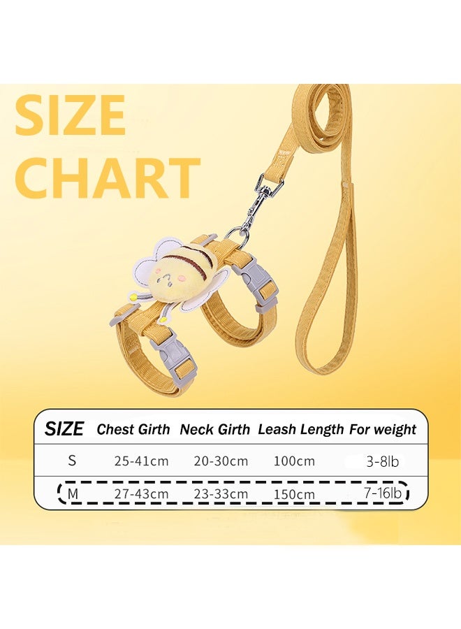 مجموعة حزام للقطط، حزام قابل للتعديل مقاوم للهروب، مناسب للقطط الكبيرة والصغيرة، حزام خفيف الوزن وناعم بنقشة نحلة لطيفة (نحلة صفراء منقوشة، مناسب للقطط من 7.0 إلى 16.5 رطل) - Image 4