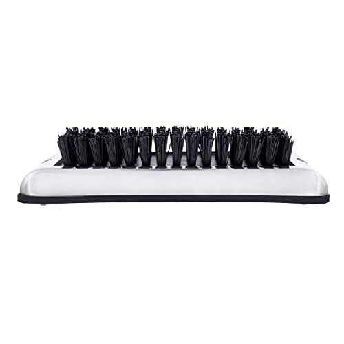 United Pacific 90050 Stainless Shoe/Boot Scraper w/Nylon Brush, 430 Stainless Steel Housing – Black Brush – ONE Unit - Image 1