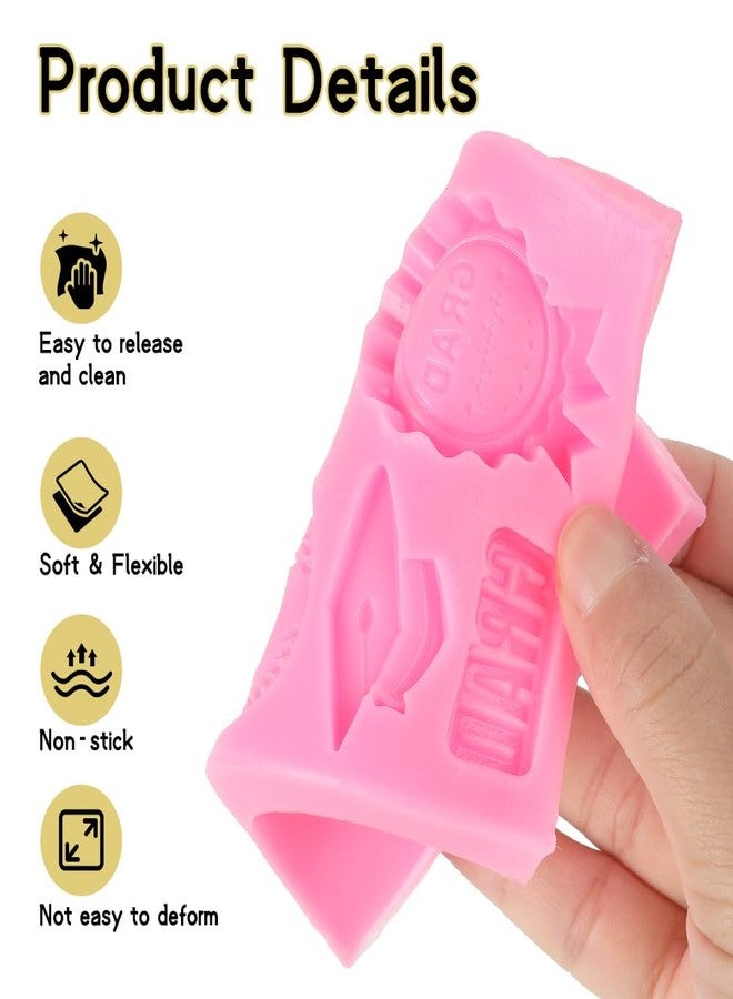 Yekepal Graduation Chocolate Molds, 2Pcs Silicone Graduation Molds for Chocolate, Grad Cap Diploma Fondant Mold Candy Baking Moulds for Handmade Cake Cupcake Ice Cube Jello Soap Grad Party Decorations, Pink - Image 3