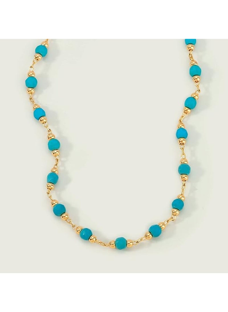 Handmade Lovely Satellite Diamond Cut Oval And Round Beaded Rope Chain Delicate Bracelet For Women, Brass, Gold, Nickel, Turquoise, Cubic Zirconia - Image 5