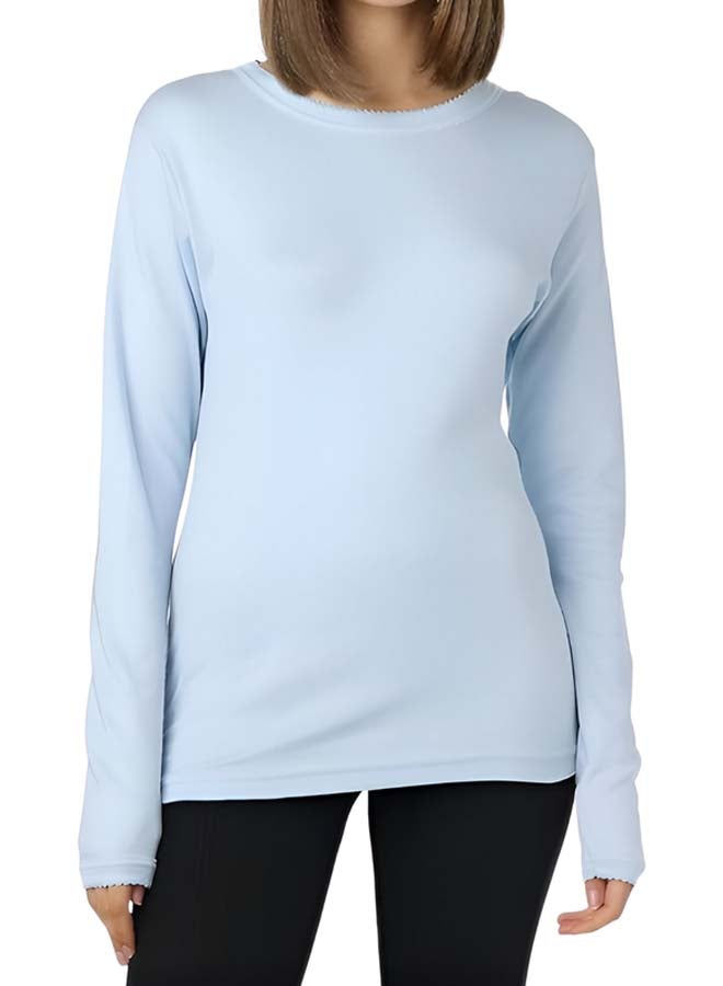 Dahab Cotton Long Sleeves Undershirt Round Neck For Women-Baby Blue - Image 3