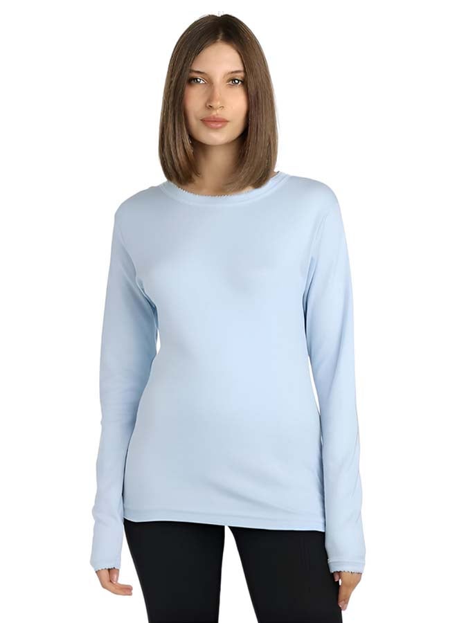 Dahab Cotton Long Sleeves Undershirt Round Neck For Women-Baby Blue - Image 1