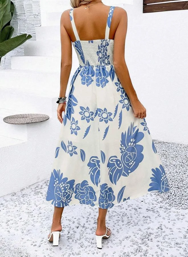 تايك تو فستان طويل بحمالات وقصة واسعة مطبوع