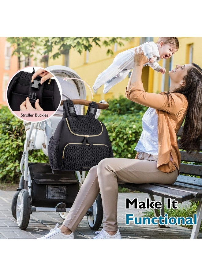 موممور حقيبة حفاضات صغيرة من Mommore، حقيبة ظهر أنيقة للأطفال، حقائب سفر صغيرة للأمومة مع جيوب معزولة، ووسادة تغيير، وأحزمة لعربة الأطفال - Image 2