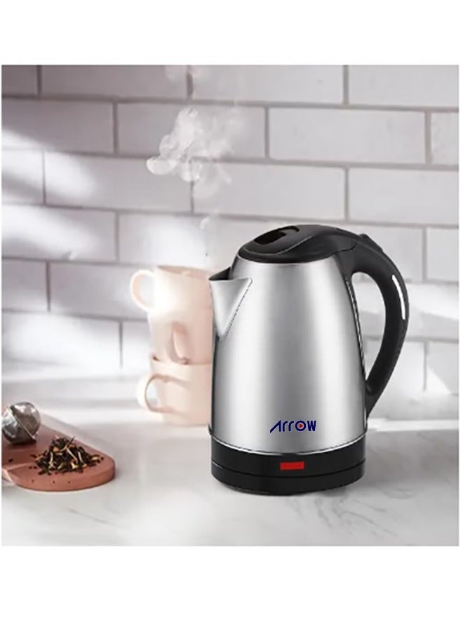 Arrow 2.5 Liter 1800 W Electric Kettle With Stainless Steel Body And Double Layer Protection/Quickly Start Re-boil At The Touch Of The Switch/Permits Fast And Easy Cleaning/Automatically Turns Off When Water Boils 2.5 L 1800W, Silver/Black | RO-25LKT - Image 5
