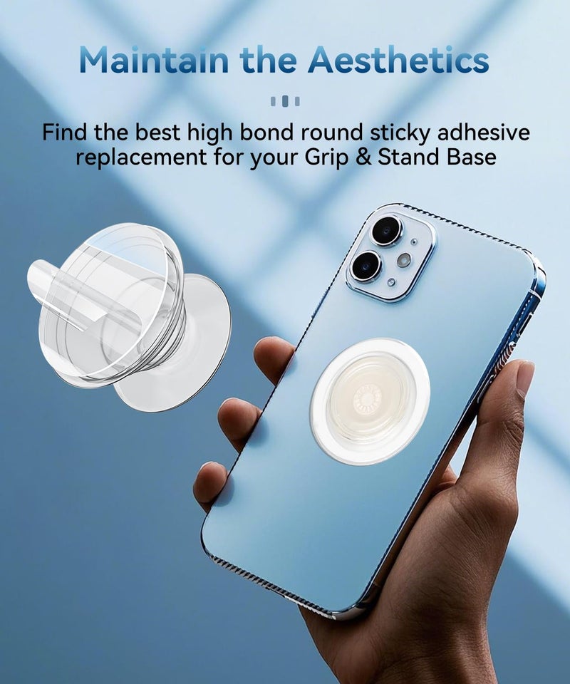 PHIXBEAR 30 Pack Super Sticky Adhesive, Clear Invisible Adhesive Replacement for Pop Socket Base, 1.4 Inch Non-Damaging Double Sided Tapes for Phone Collapsible Grip & Stand Back - Image 3