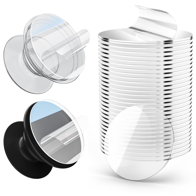 PHIXBEAR 30 Pack Super Sticky Adhesive, Clear Invisible Adhesive Replacement for Pop Socket Base, 1.4 Inch Non-Damaging Double Sided Tapes for Phone Collapsible Grip & Stand Back - Image 1