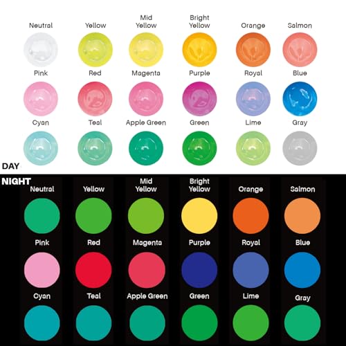 Artecho Glow in the Dark Paint 18 Colors, 11 ml Acrylic Paint for Decoration, Outdoor and Indoor Art Craft, Supplies for Canvas, Rock, Wood, Fabric - Image 2
