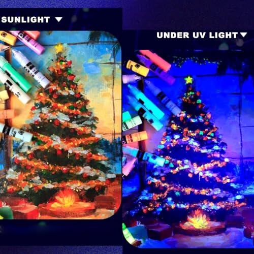 Artecho Glow in the Dark Paint 18 Colors, 11 ml Acrylic Paint for Decoration, Outdoor and Indoor Art Craft, Supplies for Canvas, Rock, Wood, Fabric - Image 5
