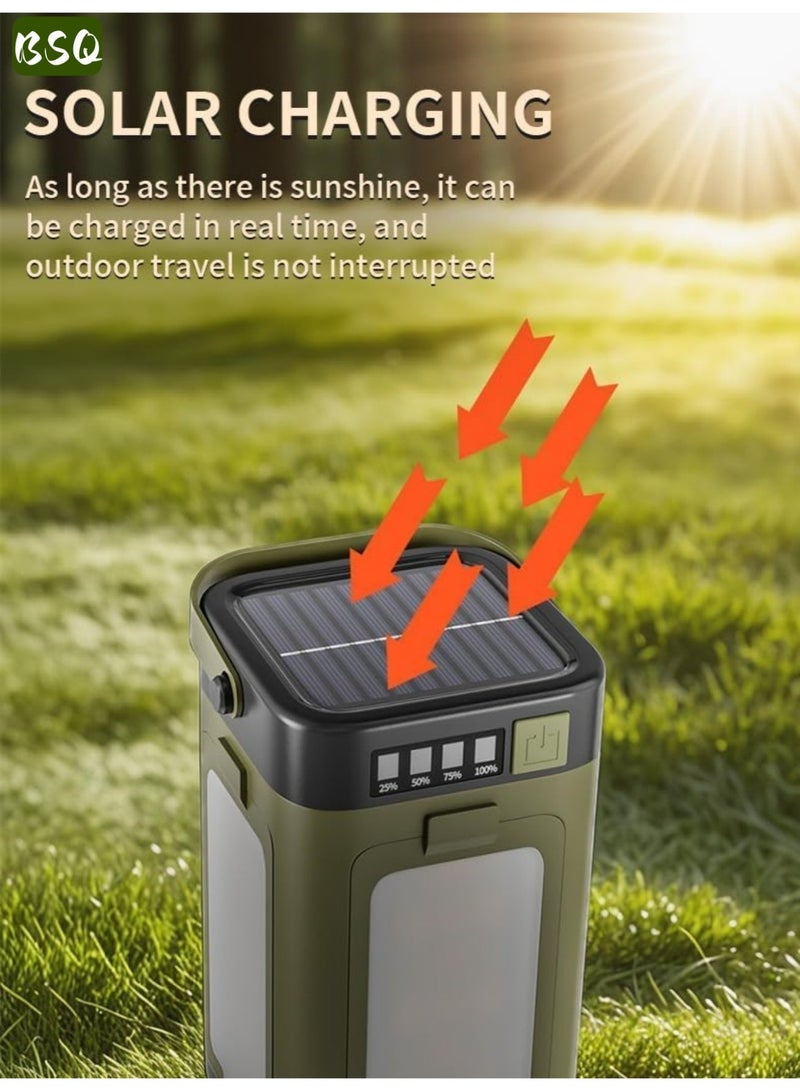 BSQ Solar LED Camping Lantern | Rechargeable Portable Flashlight | Portable Camping Light | USB Power Bank, SOS Emergency Light, 6 Lighting Modes, IPX4 Water-Resistant | Ideal for Emergencies, Hiking, Camping, and Daily Use - Image 3