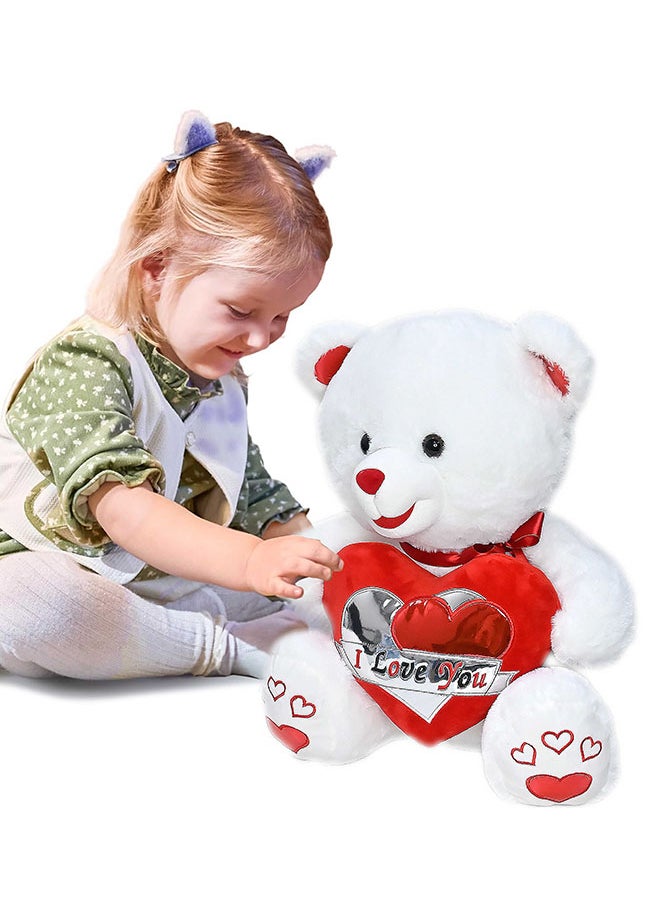 Toyland - 50cm White Teddy Bear Toy with Holding Heart Shape for Girls Friend and Couples Anniversary Valentine and Birthday Gift - Image 1